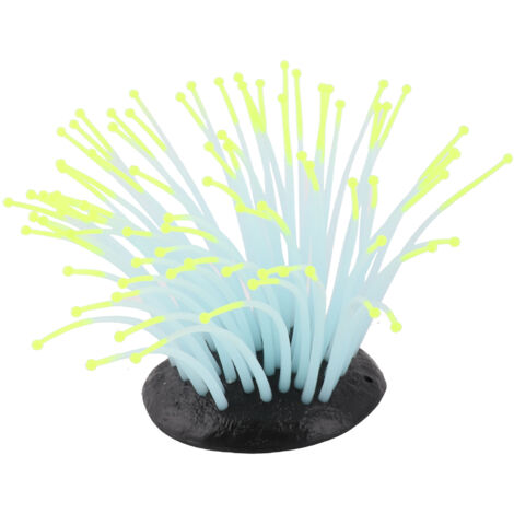 Décoration Aquarium Anémone Artificielle Lumineuse en Jaune Petite Taille pour Paysage de Récif (1/4)