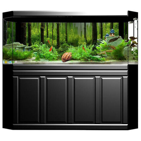 Décoration Aquarium Fond Sous-Marin Forêt Paysage Autocollant PVC 91x50cm