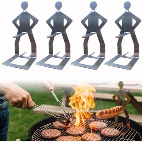 Porte-saucisses réutilisables en acier inoxydable, 4 pcs pour BBQ, supports de hot-dogs portatifs, accessoires de grillade pour camping et fêtes