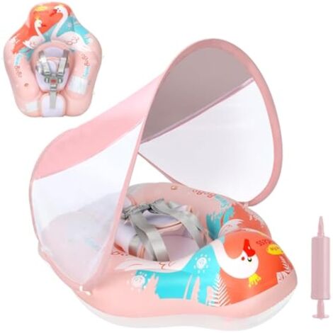 Flotteur bébé gonflable avec auvent solaire, taille améliorée, jouet de piscine pour enfants 3-36 mois