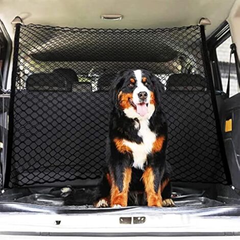 Filet de Sécurité pour Voiture Universel 120x86cm Double Couche Protection Animaux Enfants Organiseur de Rangement