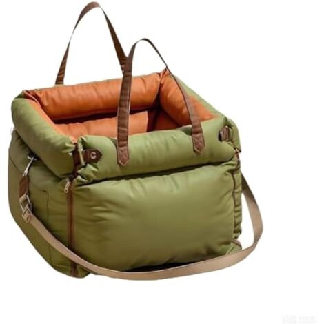 Siège Auto pour Animaux de Compagnie, Vert en Cuir PU Imperméable avec Poches de Rangement, Confortable et Portable pour Chat ou Chien