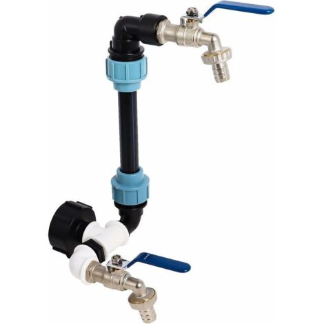 Kit de raccordement IBC col de cygne S60x6 avec robinet 3/4" pour cuve d'eau pluviale 1 000L (1/4)