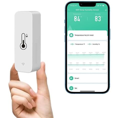 Capteur Thermomètre/Hygromètre Wi-Fi, Moniteur Sans Fil Maison, Surveillance à Distance, Stockage Données Sécurisé (1/4)