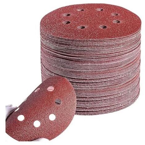 Disques de ponçage 125mm 8 trous, 100pcs, grains P40-240, pour bois et métal (1/4)