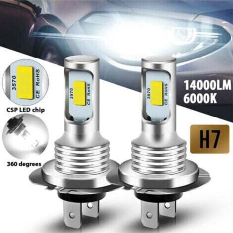 Pack de 4 Ampoules LED H7, 14000 LM, 6000K, Lumière Blanche Extrêmement Brillante, Étanche IP68, Kit Plug-and-Play Prêt à l'Emploi (1/4)