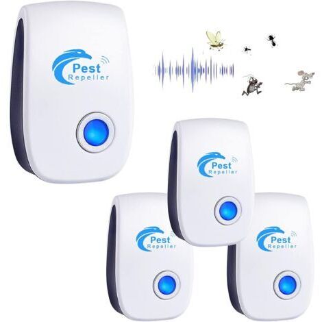 Appareil anti-nuisibles ultrasonique intérieur, 4 pièces, efficace contre souris, rats, fourmis, araignées et moustiques (1/5)