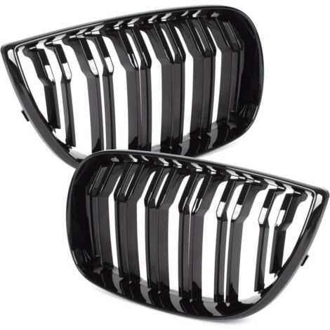 Grille de phare double barre noire brillante pour BMW Série 1 E81-E88 2004-2007 (1/4)