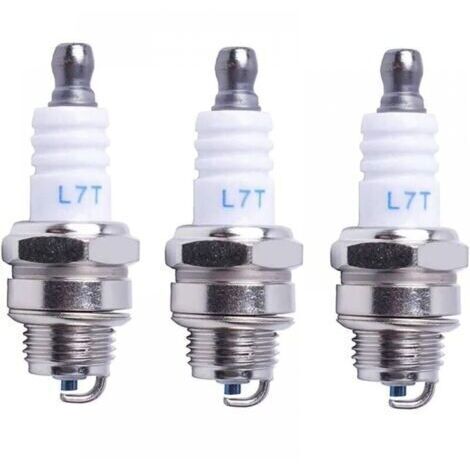 Bougies d'allumage universelles pour tronçonneuses et tondeuses - Modèle L7T - Compatible Hus-qvarna, NGK, Bosch - Pack de 3 (1/4)