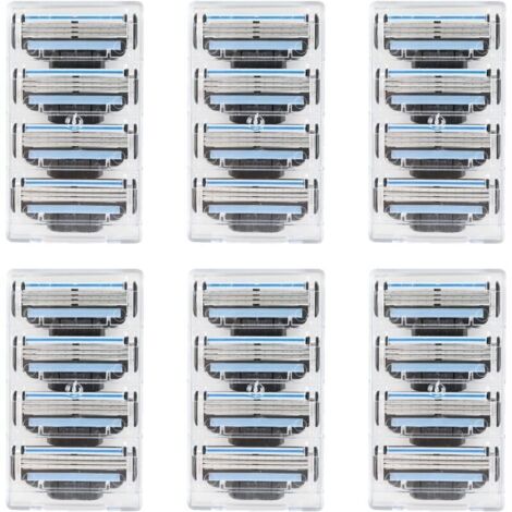 24 Lames de Rasage, Recharge Compatible avec Poignée Mach 3, Triple Lame, Design Anti-Blocage, Bandes Lubrifiantes, Parfait pour Peaux Sensibles-Produit compatible