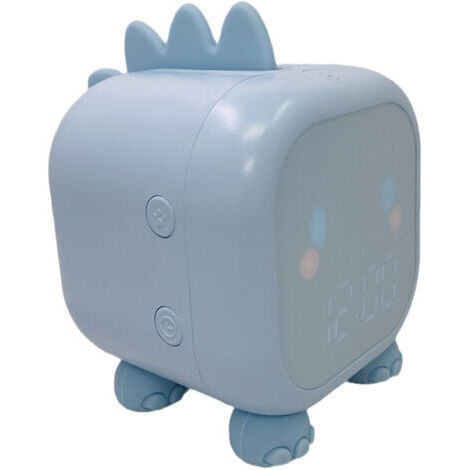 Réveil Enfant Multifonction - Lumière de Nuit Réglable, Minuteur, Fonction Sommeil, Rechargeable, Silencieux (Bleu), 11,7 x 8,8 x 11,5 cm (1/4)