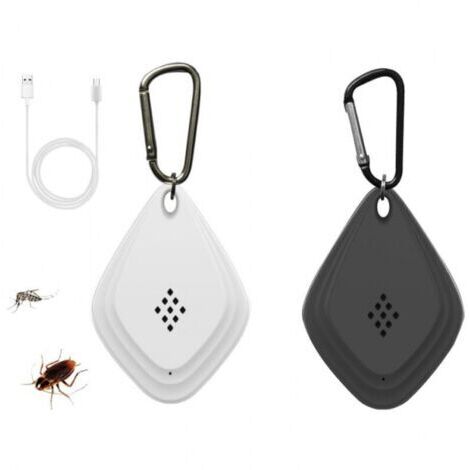 Lot de 10 (blanc + noir) Répulsif à ultrasons portable, Anti-moustiques électronique, Recharge USB, Pratique et mobile pour une protection contre les insectes (1/5)