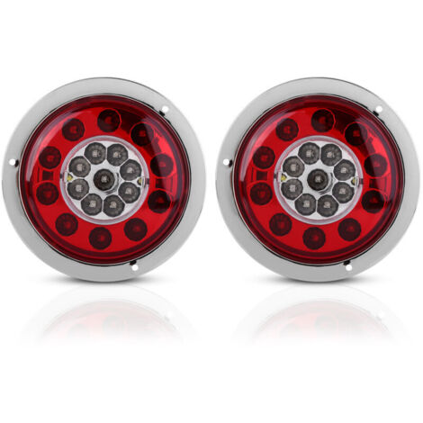 Feux arrière camion 1 paar 10,9cm ronds 19 LED étanches bicolores avec chromering (1/4)