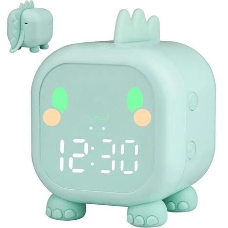 Luminothérapie Réveil Enfant Dinosaurier - Simulateur Aube avec Minuteur Snooze - Éveil Progressif pour Filles et Garçons - Cadeau Anniversaire (Vert) (1/5)