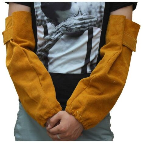 Manches de soudage résistantes - Protection bras anti-étincelles - Poignets élastiques - Cuir thermorésistant