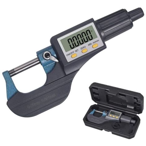 Micromètre numérique 0-25 mm, résolution 0,001 mm, précision 0,002 mm, arrêt automatique, ABS + acier inoxydable