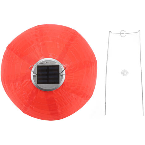 Lanterne Solaire en Tissu LED Étanche IP55 Style Chinois pour Jardin Fête Extérieur Rouge-KZQ