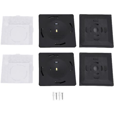2 Pack Éclairage Solaire pour Poteaux LED Chaud et Blanc Étanche Alimenté par Énergie Solaire pour Terrasse Porche Noir-KZQ