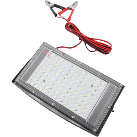 Eclairage LED Extérieur 100W Étanche IP66 avec Batterie et Pince Crocodile pour Urgences en Plein Air DC12V - KZQ