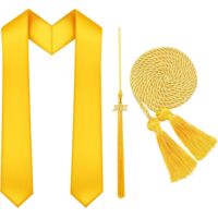 Ensemble de 3 cordons de remise des diplômes, cordons d'honneur 2021 et étole de remise des diplômes unisexe adulte pour accessoires de robe de baccalauréat (or)