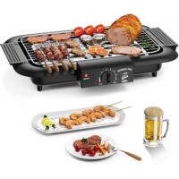 Barbecue électrique, barbecue intérieur/extérieur antiadhésif sans fumée, double tube 2000 W, portable et amovible, haute puissance, pour barbecue (noir élégant)