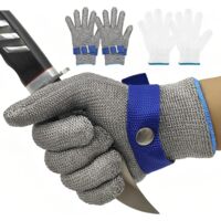 Gants résistants aux coupures Gants de boucher en acier inoxydable 316L Protection de niveau 9 Gant de travail XXL(Un gant)