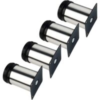 4x Pieds de meubles, réglables Pied pieds de meubles - Chrome Métal - Hauteur réglable (Total: 80-95mm)