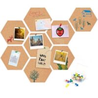 Tableau en liège, XU, 8 tableaux d'affichage en liège autocollant Tableau en liège hexagonal avec punaises - pour accrocher des tableaux, Décorations murales - KZQ