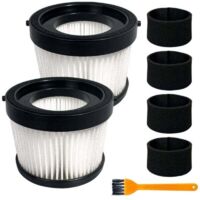 Pack de de 2 filtres HEPA DCV5011H compatibles avec aspirateur à main sans fil DEWALT DCV501HB, XU, Avec 4 filtres à manchon en mousse et 1 brosse - KZQ