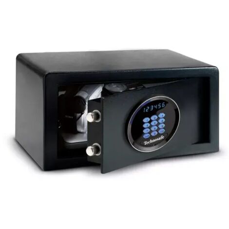TECHNOSAFE - Coffre-fort à fixer à combinaison électronique digitale motorisée, écran LED, 2 pênes, 27 L, 20x40,5x 41 cl