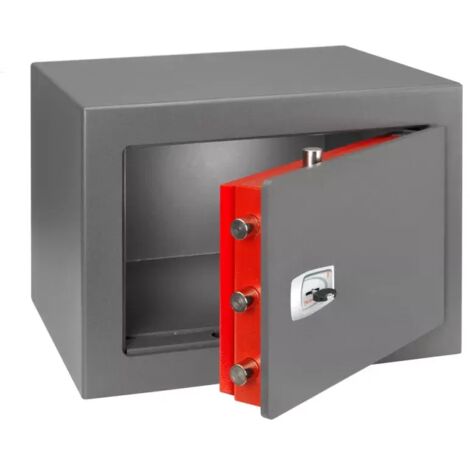 TECHNOMAX - Coffre fort à fixer certifié EN 15659 ignifuge pour papier protection 30mn à clé double panneton, 5 pênes, 29,8 L, 35x49x43
