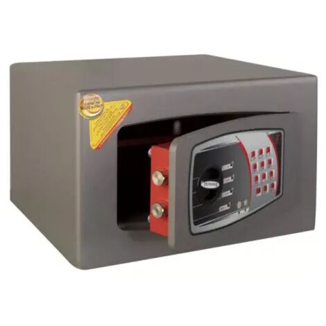 TECHNOMAX - Coffre-fort à fixer à combinaison électronique digitale, certifié EN 14450:18-S1, 2 pênes, 18 L, 22x35x30 cm