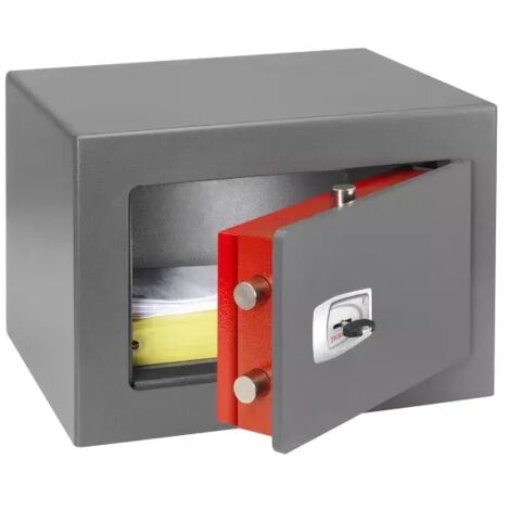 TECHNOMAX - Coffre fort à fixer certifié EN 15659 ignifuge pour papier protection 30mn à clé double panneton, 4 pênes, 12,7 L, 28x40x35,5