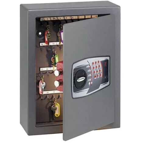 TECHNOMAX - Coffre fort à fixer pour rangement de 40 clés, ouverture à combinaison électronique digitale, 2 pênes, 20 L, 47x36x14 cm