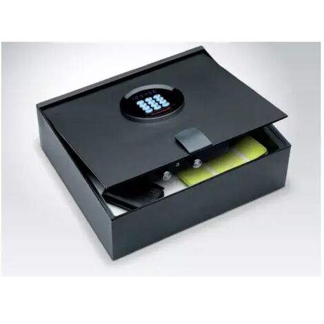TECHNOSAFE - Coffre-fort à fixer pour maison et voiture à combinaison électronique digitale motorisée, écran à LED, 2 pênes, 10 L, 12,7x40x35 cm
