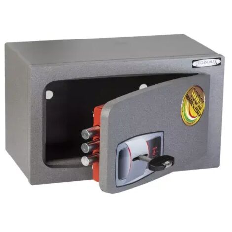 TECHNOMAX - Coffre-fort à fixer/à emmurer à clé à double panneton, 3 pênes, 2,5 L, 13x22x12 cm