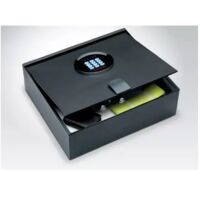 TECHNOSAFE - Coffre-fort à fixer pour maison et voiture à combinaison électronique digitale motorisée, écran à LED, 2 pênes, 10 L, 12,7x40x35 cm