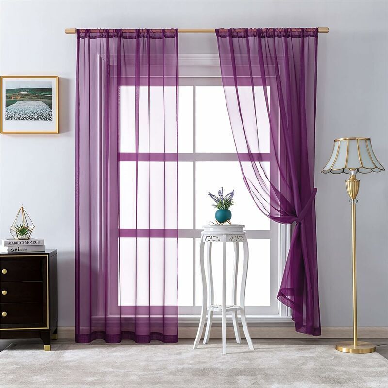 Voilage Pour Fenêtre 140x240cm - Rideau En Voile Léger Avec Passe-Tringle, Décoration Chambre/Salon