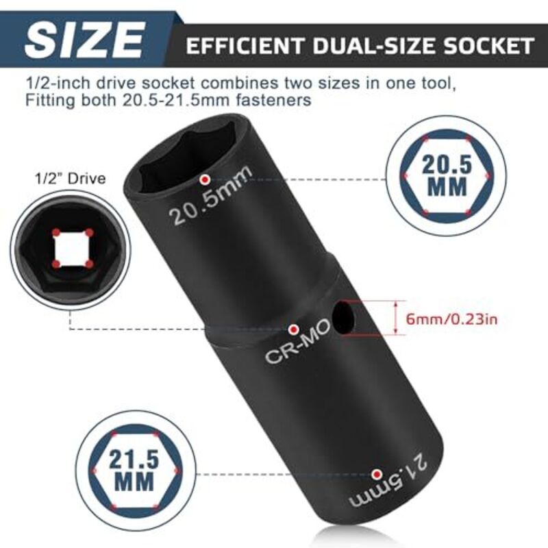 Douilles à Chocs 1/2" 19 Mm Protection Jante - CR-MO Anti-Rayures, Code Couleur, Pour Changement Roue Alu