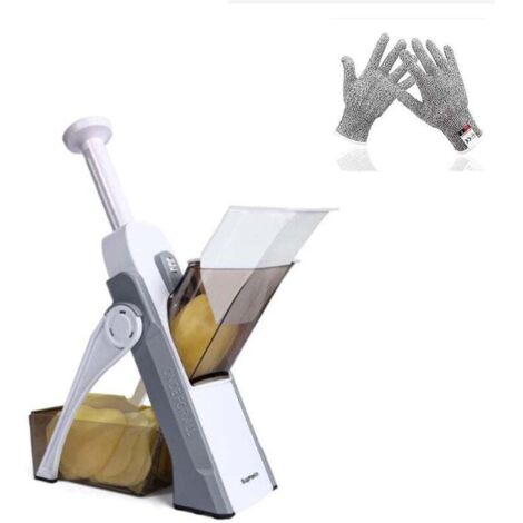 Mandoline de Cuisine Safety Slicer Manuelle Multifonction Tous Coupe Légumes Lame en acier inoxydable, Julienne, Cubes, Fcoupe Patate Frite carotte, Euroshopping - Gris