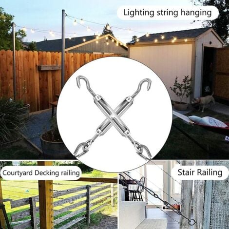 YOJEAR Tendeur En Acier Inoxydable 304 Robuste Avec Tailles M4-M12 (Lot De 2 Ou 4) - Système De Tension De Câble * à La * Mécanisme à Vis Détachable Et Crochets Aiguisés Pour Bricolage, Construction