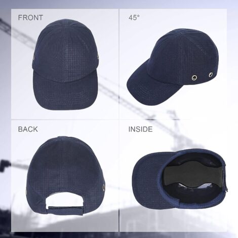 Casquette De Sécurité Avec Coque ABS - Réglable (56-58 Cm) - Pour Travail Extérieur Et Sports - Bleu Marine - Homme Et Femme