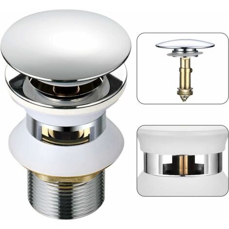 Odipie – Bonde de lavabo universelle avec trop-plein – Mécanisme pop-up automatique – Installation facile 1-1/4' – Laiton chromé résistant - BAIN 1-1 (1/5)