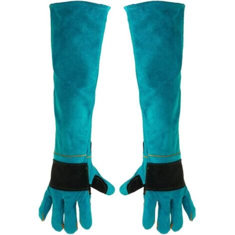 Gants de soudeur 60 cm en cuir de vachette – Résistants à la chaleur et à la perforation – Protection avant-bras – Pour soudage et manipulation d'objets chauds
