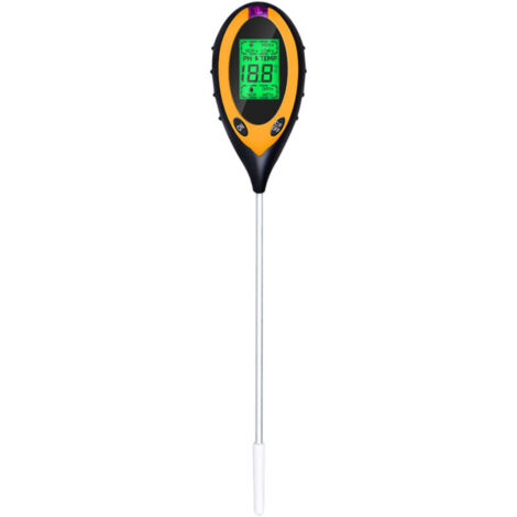 [JAMAIS UTILISÉ] PH-mètre de Sol, testeur d'humidité/lumière/pH/température du Sol 4-en-1 Kits d'outils de Jardinage pour Jardin, Batterie Incluse, jaune