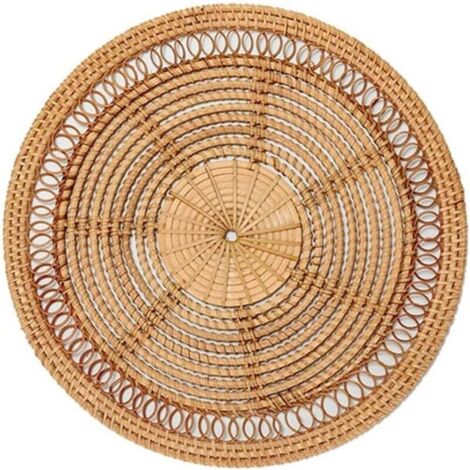 Panier tissé au décor bohème naturel avec décor décoratif en rotin, tenture murale tissée