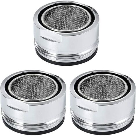 [JAMAIS UTILISÉ] Lot de 3 pièces d'aérateur de robinet, filtre de robinet d'évier, crépine d'évier en acier inoxydable pour pièces de rechange de robinet de salle de bain de cuisine - Argent (diamètre
