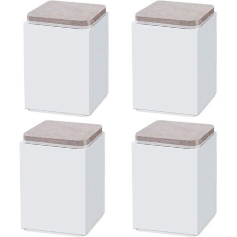 (Blanc 10 cm) 4 pieds de support de meuble, rehausseur autocollant en acier au carbone, carré 6 x 6 cm, pour canapé, lit, meuble TV, rehausseur de meuble, hauteur 5 cm/10 cm, noir/blanc/marron (1/3)