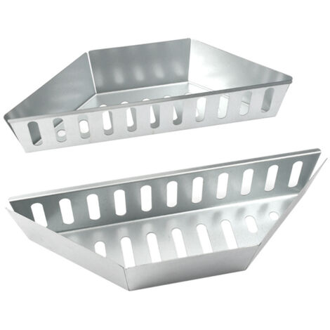 Paniers à charbon de bois (lot de 2), en acier galvanisé robuste, pour grillades directes et indirectes au charbon de bois/briquettes - Argent (1/4)