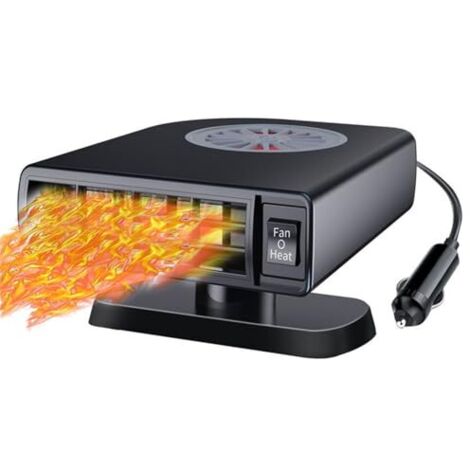 Réchauffeur de Voiture, 12V 120W 2 en 1 Portable Chauffage De Voiture Dégivreurs pour Pare-Brise Auto avec Prise Allume-Cigare et Base Rotative à 360 Degrés, Véhicule Portable Chauffage Rapide
